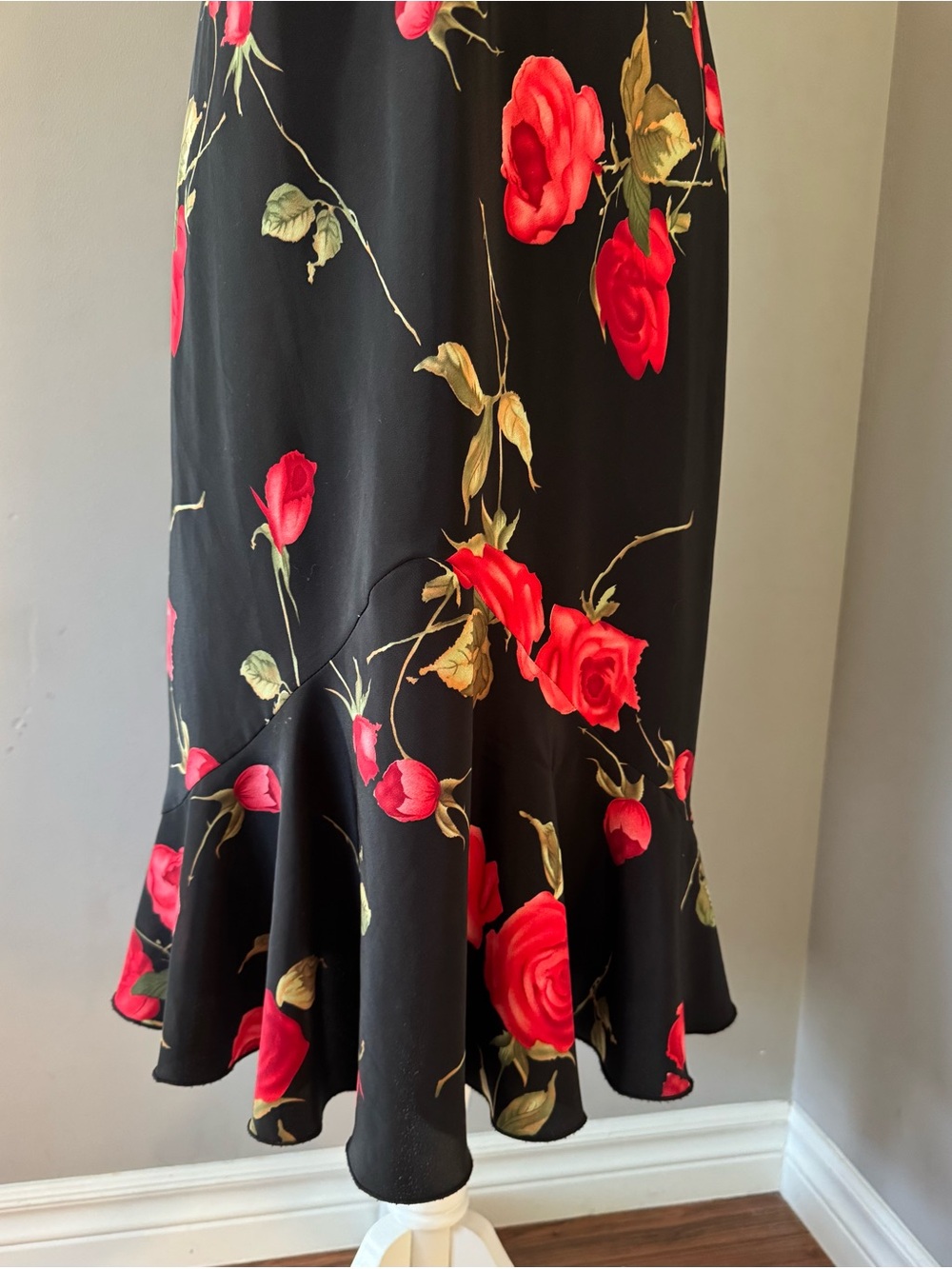 Y2K Jessica Black Floral Slip Dress with Red Rose Print - Picture 2 of 6